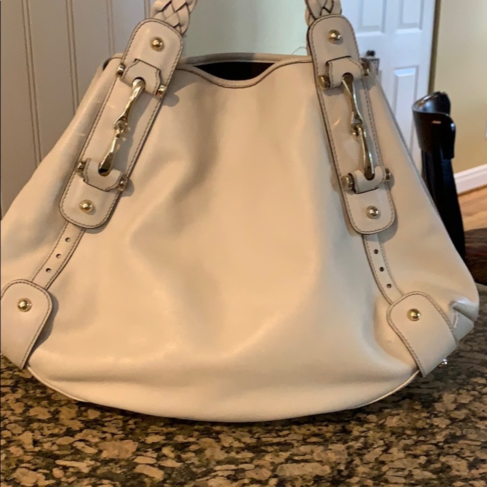 GUCCI Off White  Leather Hobo Handbag